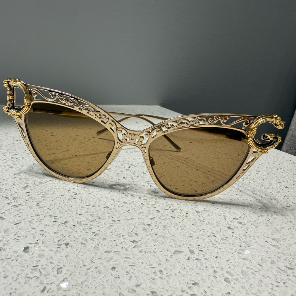 Dolce & Gabbana Gold and Brown Sunglasses